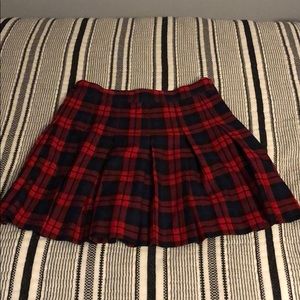 H&M Plaid Red and Blue Pleated High Waisted Skirt